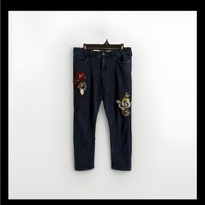 ANTHROPOLOGY Pilcro and the Letterpress women’s flower sequin jeans.